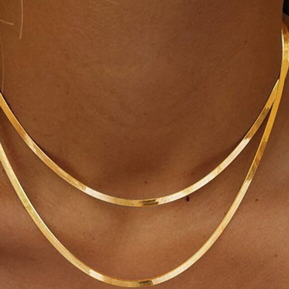 Yellow Gold Casual Women's Snake Bone Multi-Layer Necklace - Picture 3 of 6